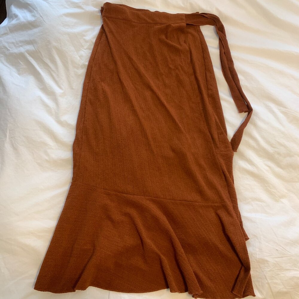 Urban Outfitters Ryan Asymmetrical Midi Wrap Skirt